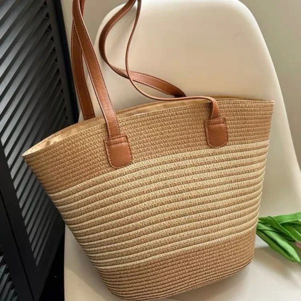 Bolsa de palha de grande capacidade para férias casuais praia - Image 2
