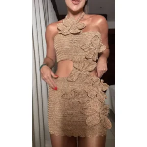 Vestido flores crochê
