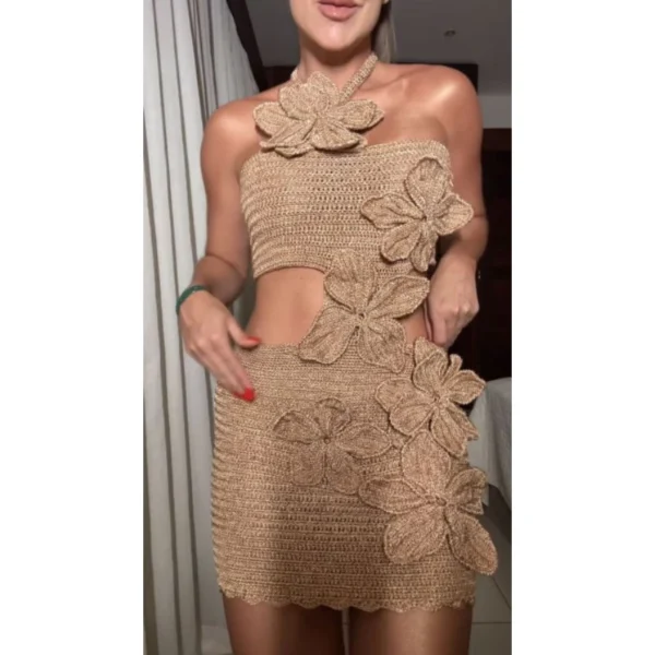 Vestido flores crochê