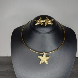 Colar Choker + Brinco Estrela do Mar Dourado