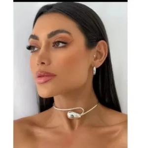 Colar choker gota +brinco + bracelete