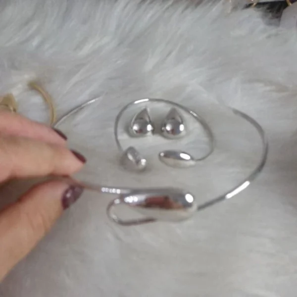 Colar choker gota +brinco + bracelete - Image 2