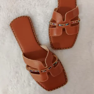 Sandália Feminina Flat Rasteira H Moda Rasteirinha