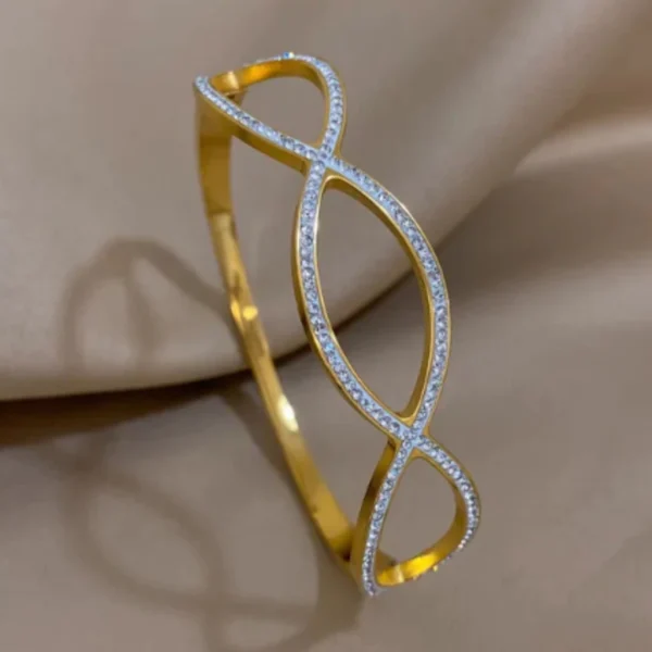 Pulseira Bracelete Semijoias Aço Inoxídável Luxo Moda Brilhante - Image 2