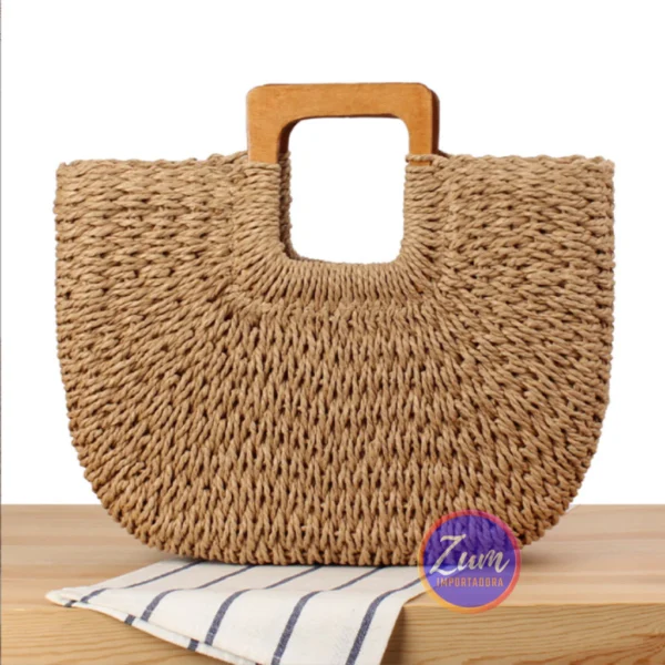 Bolsa Feminina de Palha Grande Bolsa de Praia - Image 2