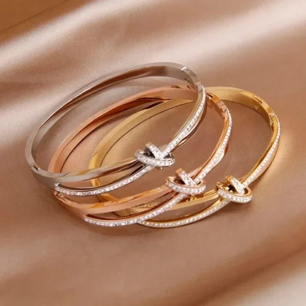 Pulseira Bracelete Semijoias Aço Inoxídável Luxo Moda Brilhante - Image 6