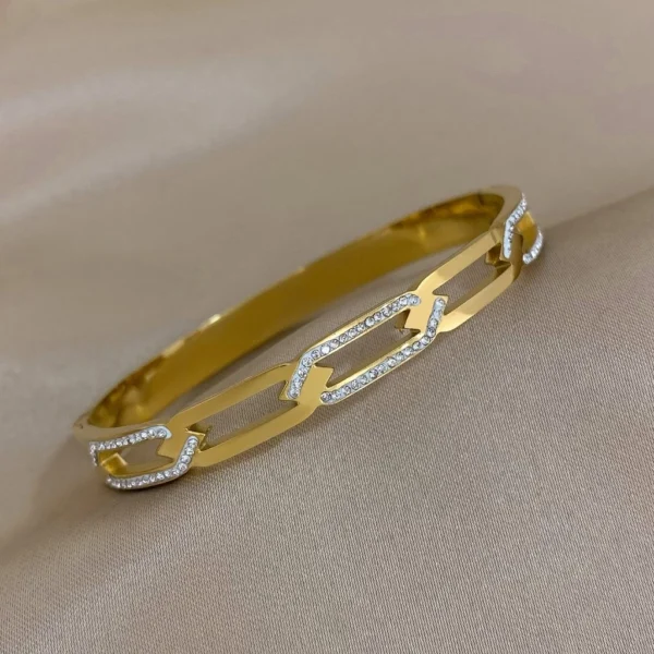 Pulseira Bracelete Semijoias Aço Inoxídável Luxo Moda Brilhante - Image 8