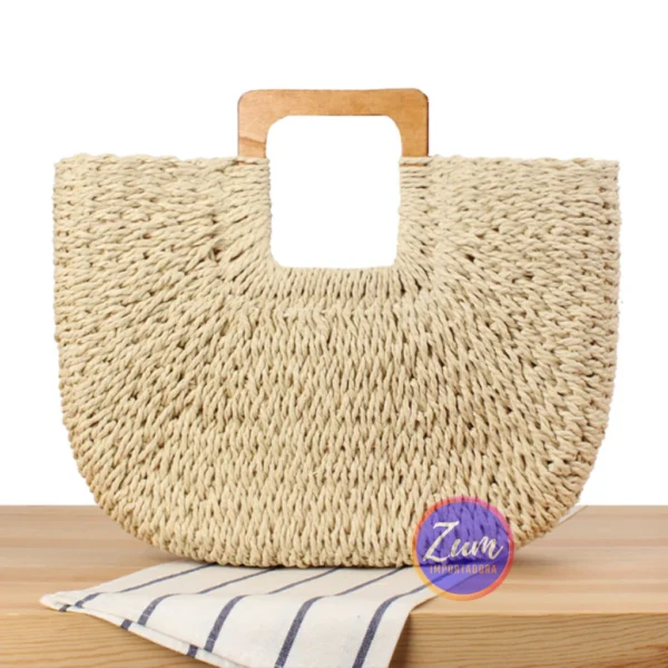 Bolsa Feminina de Palha Grande Bolsa de Praia - Image 3