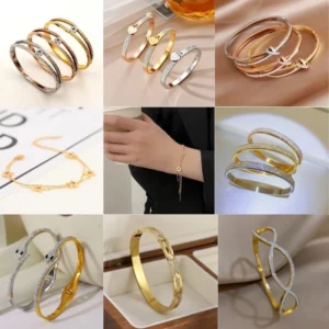 Pulseira Bracelete Semijoias Aço Inoxídável Luxo Moda Brilhante