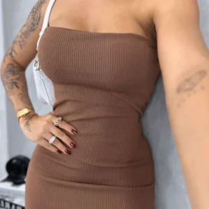 Vestido Midi Tomara que Caia Canelado