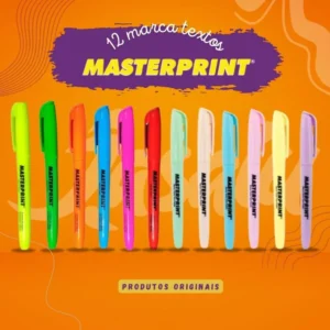 Kit 12 Cores Marca Texto Masterprint