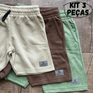 Kit 3 Bermuda Menino Moletom Infantil