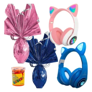 Kit Ovo Da Páscoa Chocolate + Fone De Ouvido Gatinha Bluetot