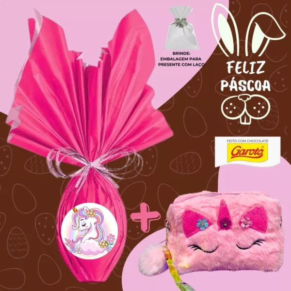 Kit Ovo De Páscoa Unicórnio 250gr + Bolsa Unicórnio Meninas - Image 4