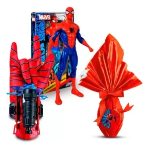 Kit Ovo De Páscoa 250g Homem Aranha Boneco 22cm Luva Lanca