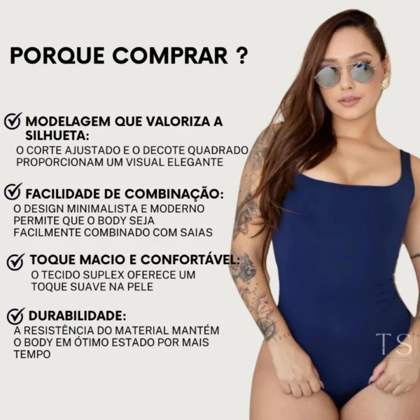 Kit 3 Body Suplex Decote Quadrado Modelador Com Forro Feminino - Image 5