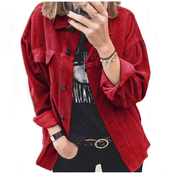 Blusa de veludo cotelê outono jaqueta feminina - Imagem 3