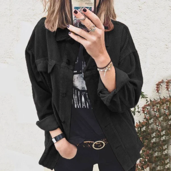 Blusa de veludo cotelê outono jaqueta feminina - Imagem 2