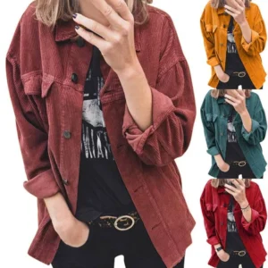 Blusa de veludo cotelê outono jaqueta feminina