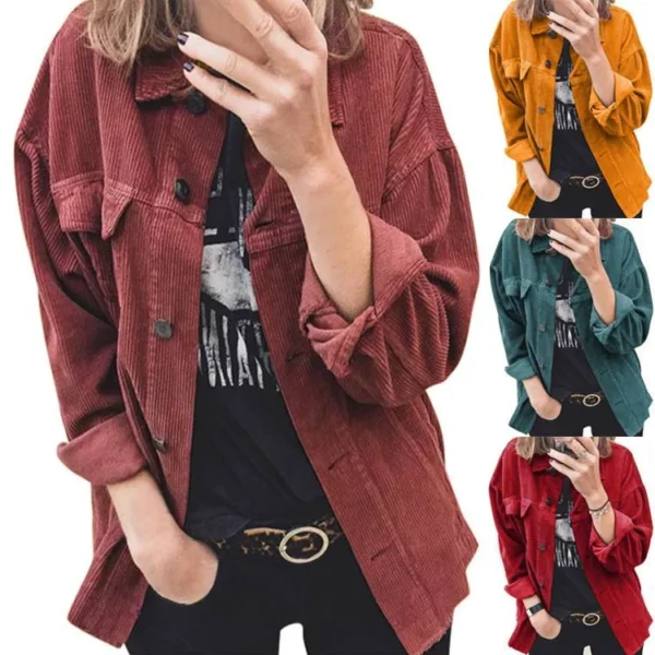 Blusa de veludo cotelê outono jaqueta feminina