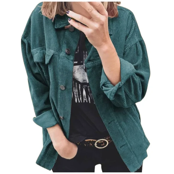 Blusa de veludo cotelê outono jaqueta feminina - Imagem 4
