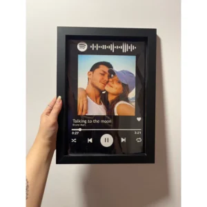 Quadro Spotify c/ Moldura - Personalizado com foto e QR CODE da Música Playlist