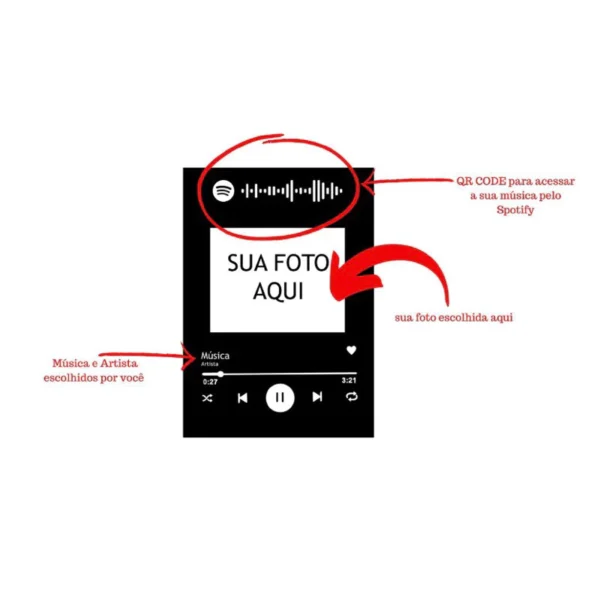 Quadro Spotify c/ Moldura - Personalizado com foto e QR CODE da Música Playlist - Image 2