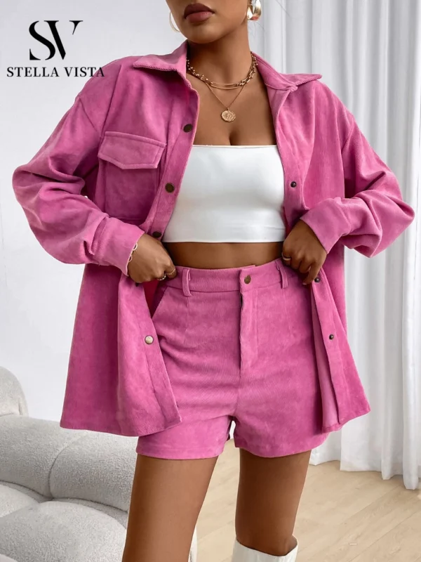 SV Conjunto de jaqueta e shorts de veludo - Image 2