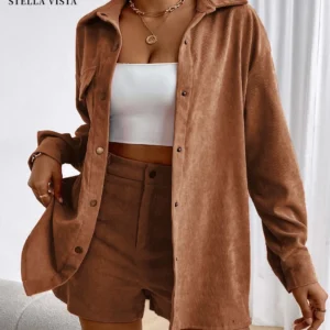 SV Conjunto de jaqueta e shorts de veludo