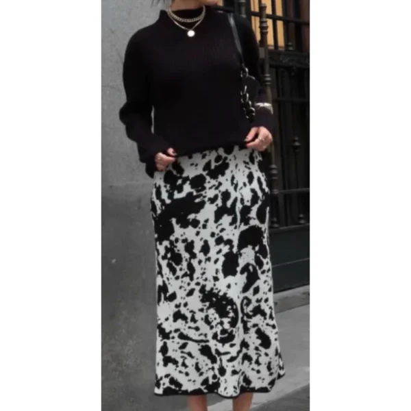 Saia Animal Print Estampada COW Tricot Modal - Image 2