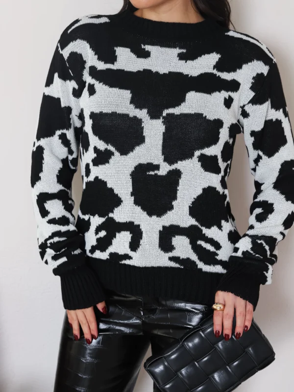 Blusa De Frio Feminina De Trico Estilo Vaca - Imagem 2