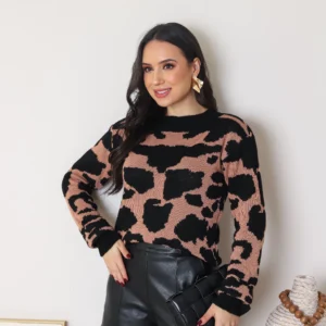 Blusa De Frio Feminina De Trico Estilo Vaca