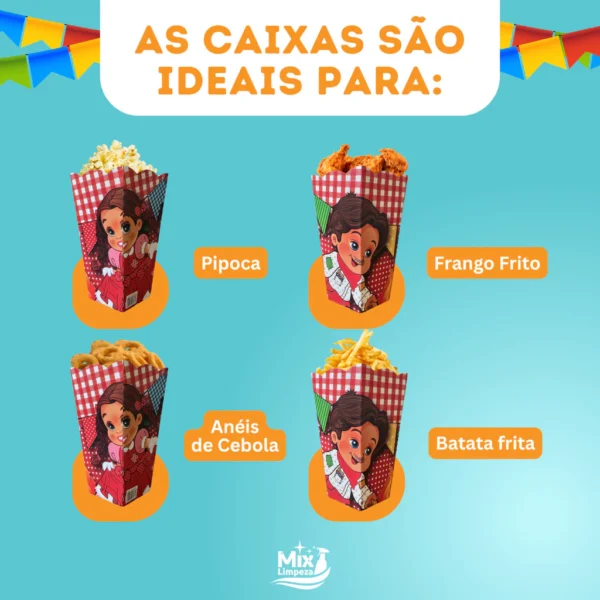 Kit Caixinhas de Pipoca Festa Junina 50un / 100un - Imagem 3