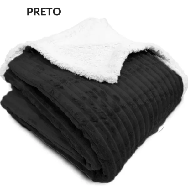 Cobertor Manta Casal Canelado com Sherpa Boreal - Imagem 2