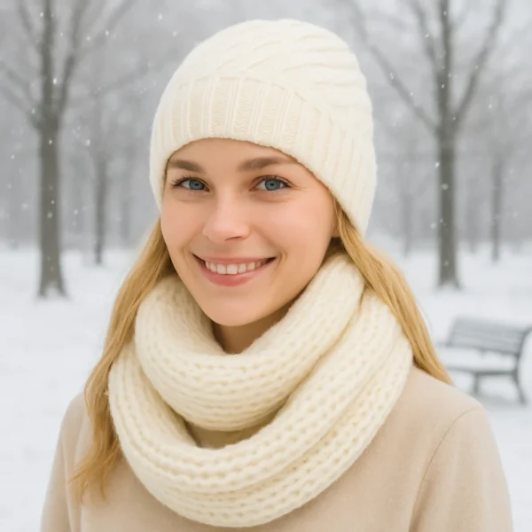 Touca e Cachecol Gorro e Gola moda fashion inverno elegante - Imagem 5