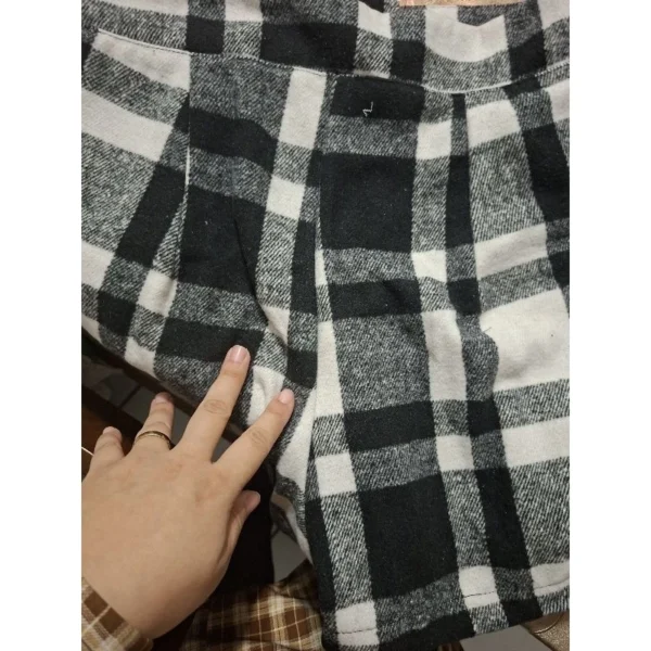 Conjunto Xadrez Flanelado Short+Colete Com Cinto Quadriculado - Imagem 5