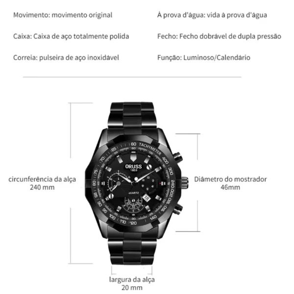 ORUSS Relógio De Pulso Masculino De Aço Inoxidável - Imagem 4