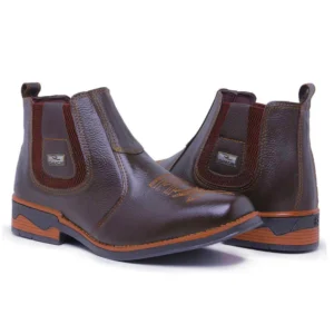 Bota Botina Masculina Texas Texana Country bordada em Couro legitimo