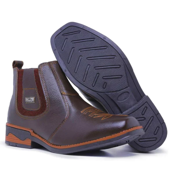 Bota Botina Masculina Texas Texana Country bordada em Couro legitimo - Imagem 2