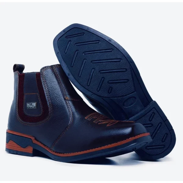 Bota Botina Masculina Texas Texana Country bordada em Couro legitimo - Imagem 3