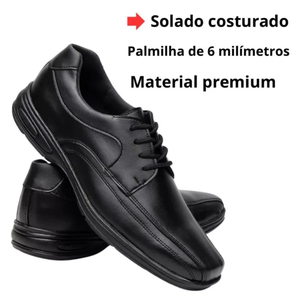 Sapato Social Masculino Couro Anti Estresse Palmilha Confort - Imagem 5