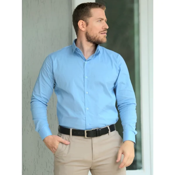 Camisa Social Masculina Slim Elastano - Lycra - Imagem 6