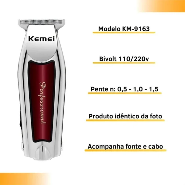 Máquina De Acabamento Barbearia Barba Cabelo Bigode Profissional - Imagem 4