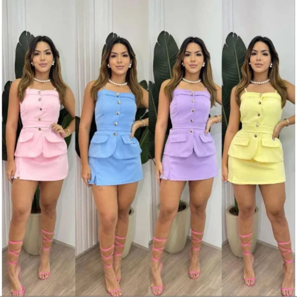 Conjunto alfaiataria feminino com botões