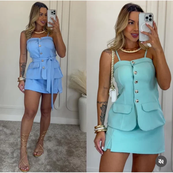 Conjunto alfaiataria feminino com botões - Imagem 2