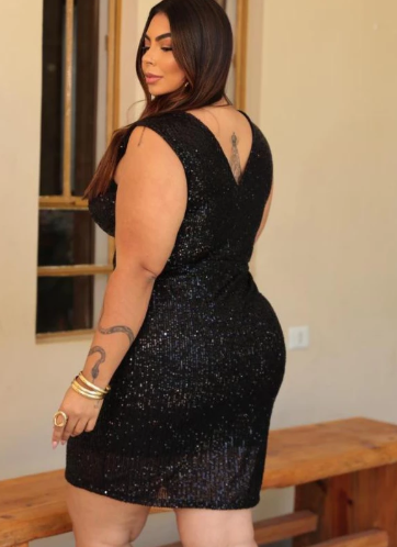 Vestido Paetê Feminino Plus Size - Imagem 2