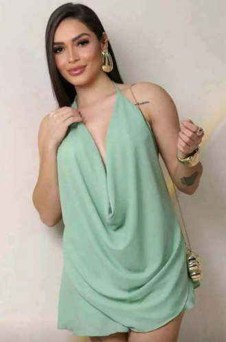 Vestido Feminino Decotado Frente Única - Imagem 3