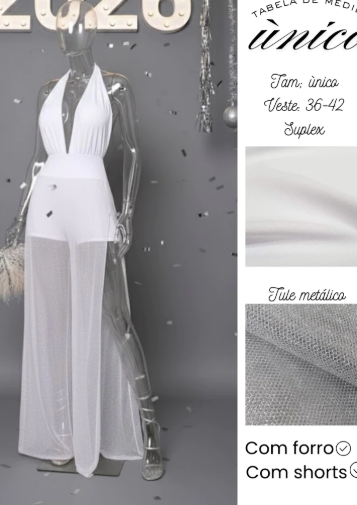 Macacão Feminino com Shorts e Tule Arrastão - Imagem 4