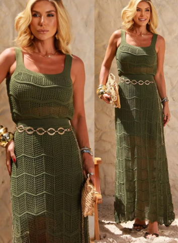 Conjunto Saia Longa e Cropped Tricot - Imagem 5