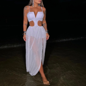 Vestido Feminino Longo Saia Com Short